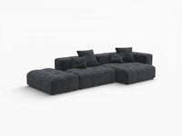 Sofá seccional Matrix de 2 plazas con chaise longue en lino negro | 3 piezas (incluye 1 otomana), Asientos para salón, Diseño modular