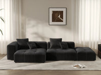 Sofá seccional Matrix de 2 plazas con chaise longue en lino negro | 3 piezas (incluye 1 otomana), Asientos para salón, Diseño modular