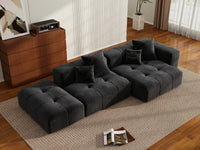 Sofá seccional Matrix de 2 plazas con chaise longue en lino negro | 3 piezas (incluye 1 otomana), Asientos para salón, Diseño modular