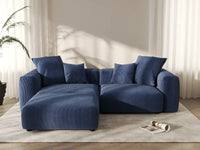 Matrix 2-Seater Chaise Sectional in Blue Corduroy | 3-Piece (Includes 1 Ottoman), Lounge Room Seating, Easy To Clean, Contemporary Style