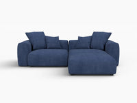 Matrix 2-Seater Chaise Sectional in Blue Corduroy | 3-Piece (Includes 1 Ottoman), Lounge Room Seating, Easy To Clean, Contemporary Style
