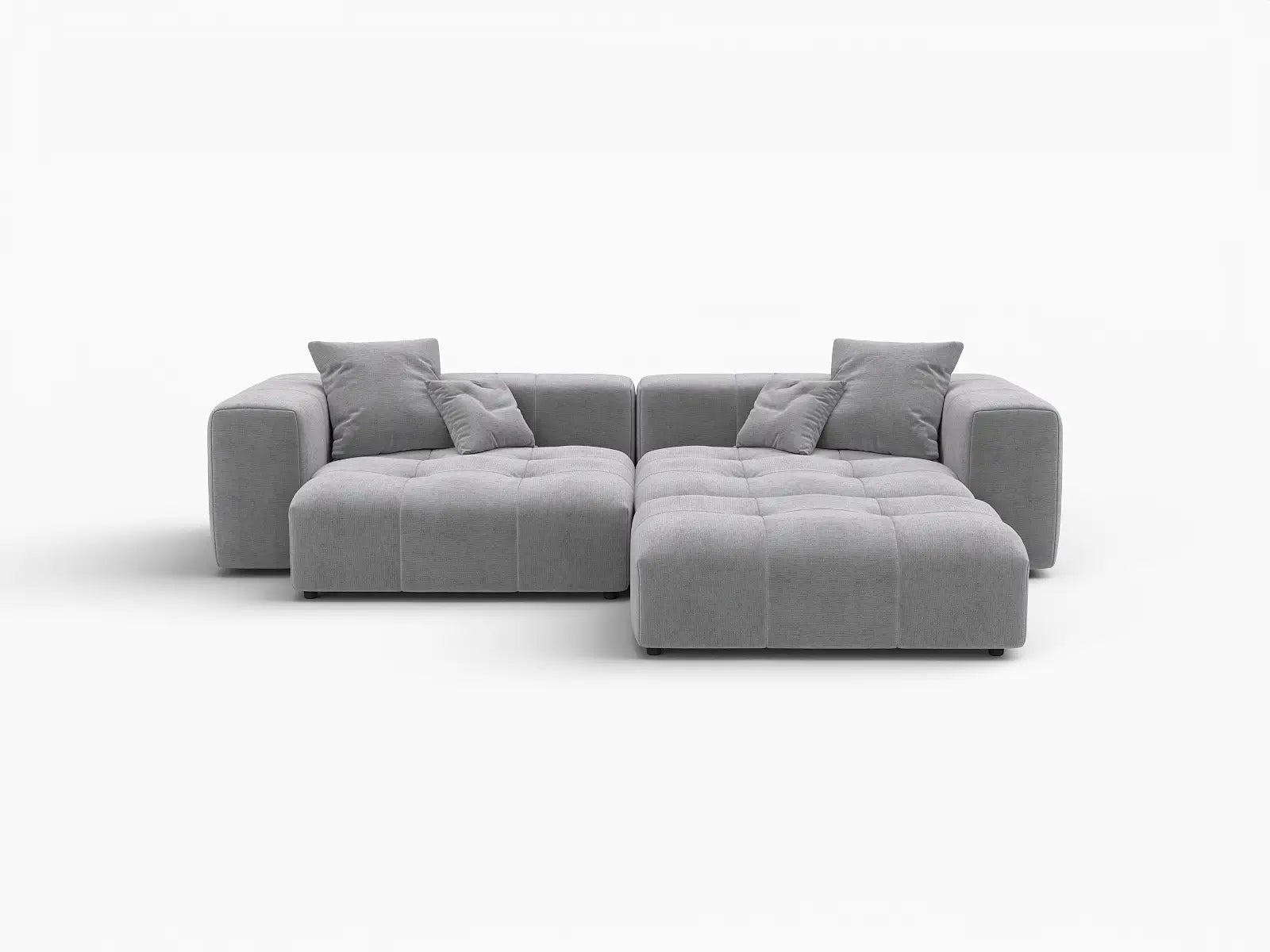Matrix 2-Seater Chaise Sectional in Light-Grey Linen | 3-Piece (Includes 1 Ottoman), Lounge Room Seating, Modern Style