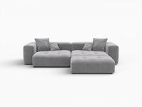 Matrix 2-Seater Chaise Sectional in Light-Grey Linen | 3-Piece (Includes 1 Ottoman), Lounge Room Seating, Modern Style