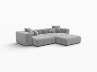 Matrix 2-Seater Chaise Sectional in Light-Grey Linen | 3-Piece (Includes 1 Ottoman), Lounge Room Seating, Modern Style