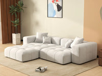 Matrix 2-Seater Chaise Sectional in White Linen | 3-Piece (Includes 1 Ottoman), Lounge Room Seating, Stylish Design