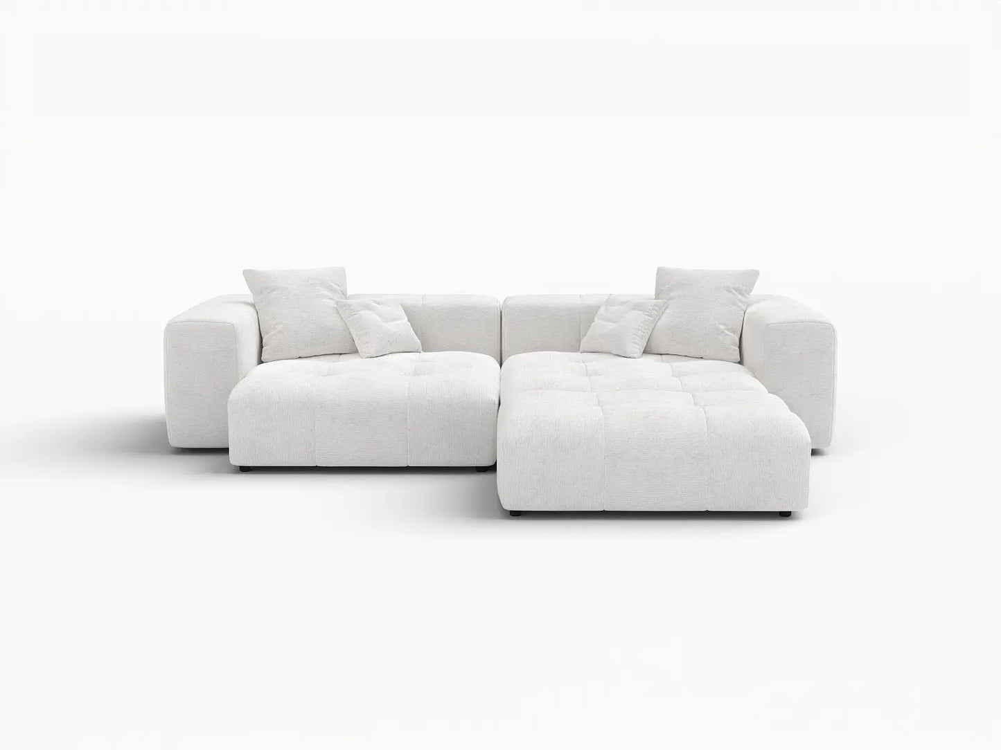 Matrix 2-Seater Chaise Sectional in White Linen | 3-Piece (Includes 1 Ottoman), Lounge Room Seating, Stylish Design