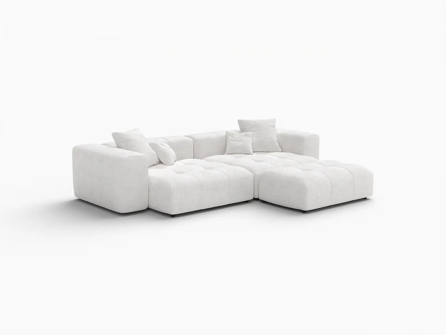 Matrix 2-Seater Chaise Sectional in White Linen | 3-Piece (Includes 1 Ottoman), Lounge Room Seating, Stylish Design