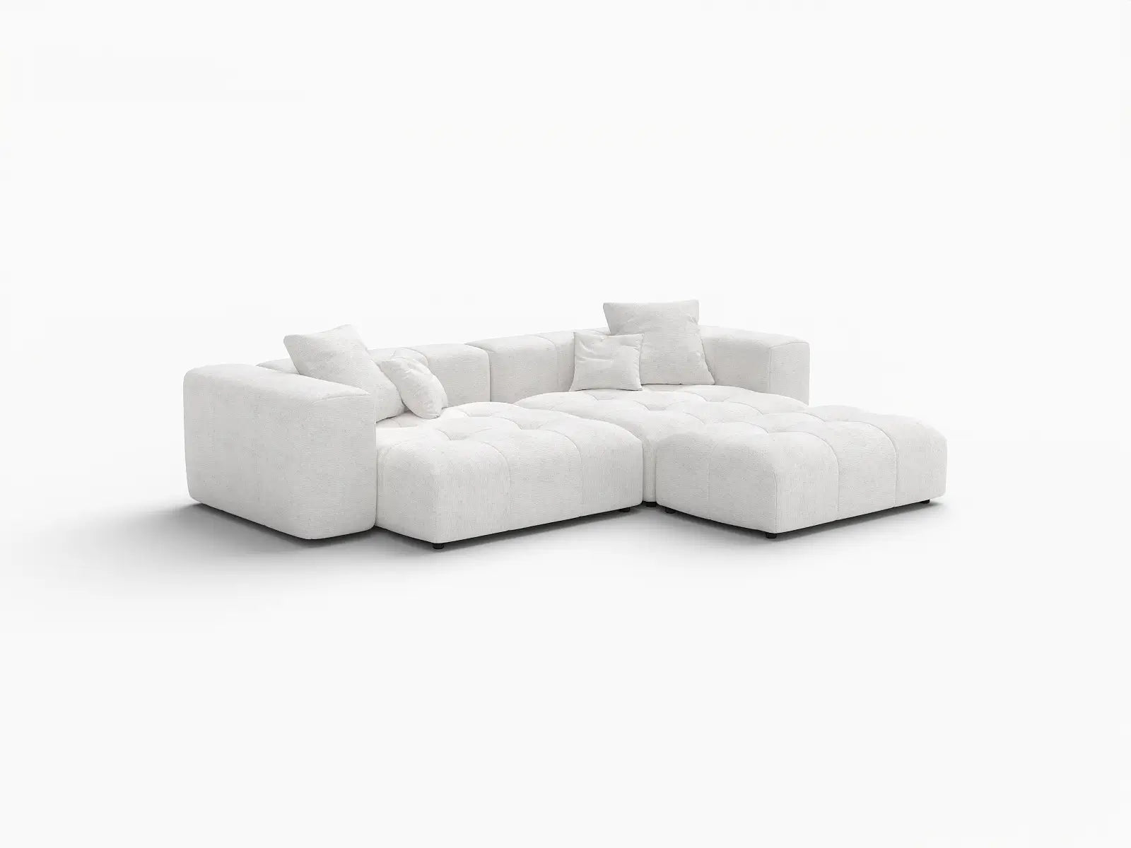 Matrix 2-Seater Chaise Sectional in White Linen | 3-Piece (Includes 1 Ottoman), Lounge Room Seating, Stylish Design