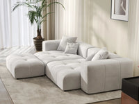 Matrix 2-Seater Chaise Sectional in White Linen | 3-Piece (Includes 1 Ottoman), Lounge Room Seating, Stylish Design