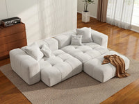 Matrix 2-Seater Chaise Sectional in White Linen | 3-Piece (Includes 1 Ottoman), Lounge Room Seating, Stylish Design