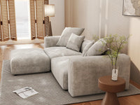 Matrix 2-Seater Grey Chaise Sectional | 3-Piece (Includes 1 Ottoman), Corduroy Fabric, Lounge Room Seating, Washable Cushion Covers