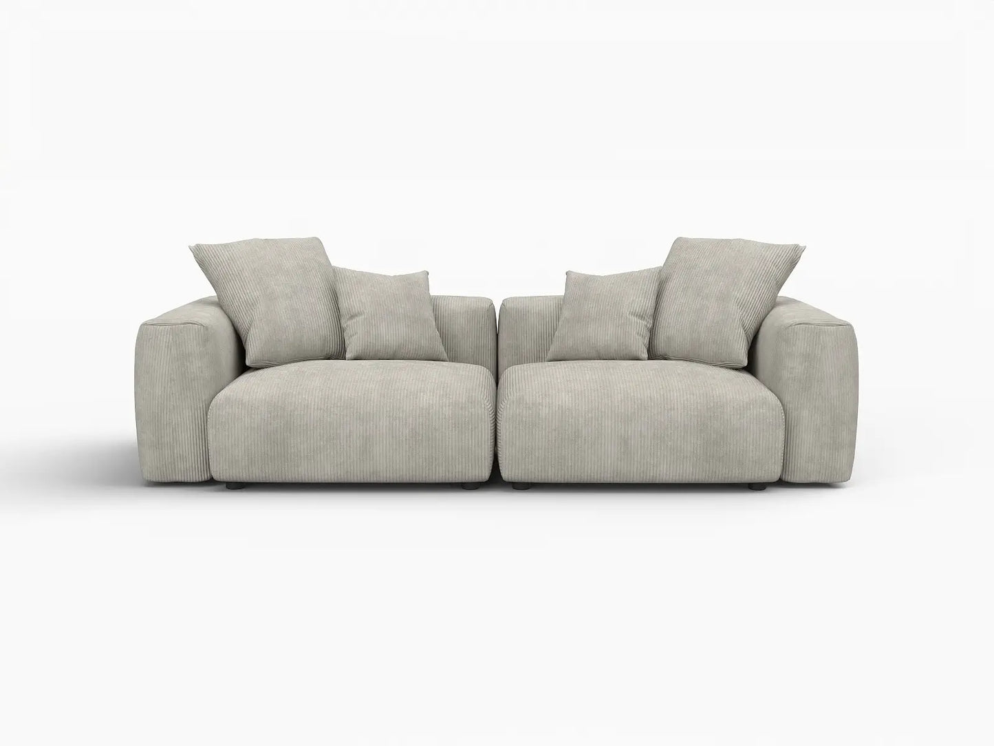 Matrix 2-Seater Grey Loveseat | 2-Piece, Corduroy Fabric, Small Space Seating, Washable Cushion Covers
