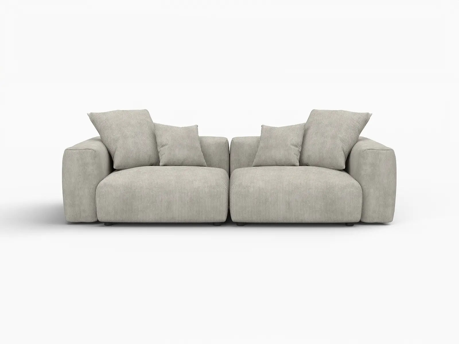 Matrix 2-Seater Grey Loveseat | 2-Piece, Corduroy Fabric, Small Space Seating, Washable Cushion Covers