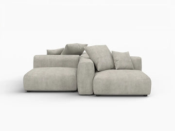 Matrix Modern Modular Sofa Covers | Grey Corduroy Sofa Covers for 2-Seater with 2-Ottoman
