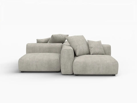 Fundas de sofá modulares Matrix Modern | Fundas de sofá de pana gris para 2 plazas con 2 otomanas
