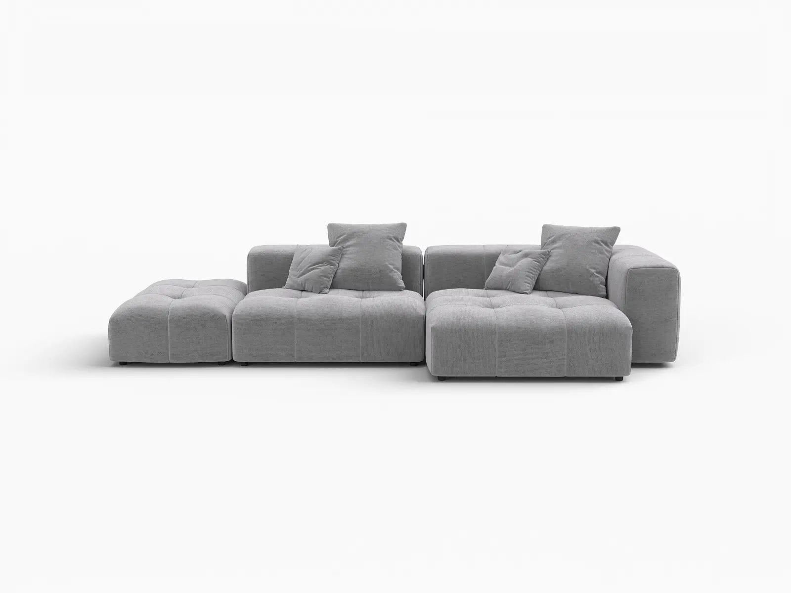 Seccional Matrix de 2 plazas con chaise longue gris claro | 3 piezas (incluye 1 otomana), tejido de lino, asientos para sala de estar