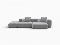 Seccional Matrix de 2 plazas con chaise longue gris claro | 3 piezas (incluye 1 otomana), tejido de lino, asientos para sala de estar
