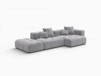 Seccional Matrix de 2 plazas con chaise longue gris claro | 3 piezas (incluye 1 otomana), tejido de lino, asientos para sala de estar
