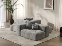 Matrix 2-Seater Light Grey Large Space Symmetrical Sectional | 4-Piece (Includes 2 Ottomans), Linen Fabric
