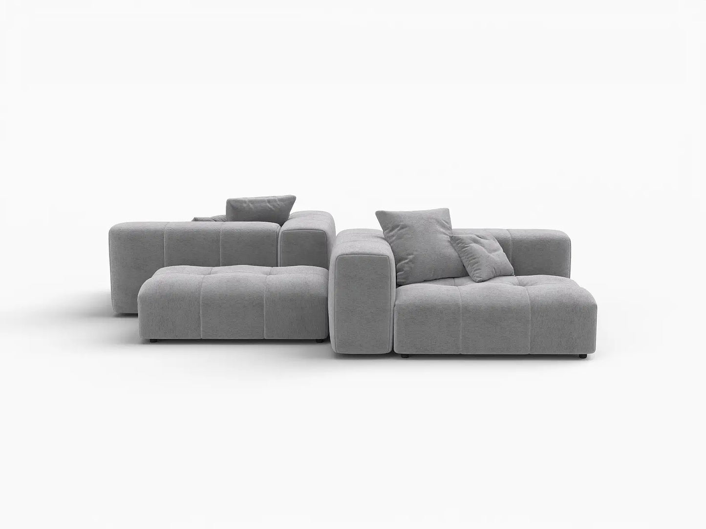 Matrix 2-Seater Light Grey Large Space Symmetrical Sectional | 4-Piece (Includes 2 Ottomans), Linen Fabric