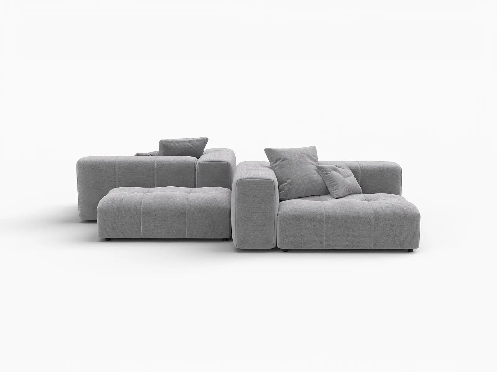 Matrix 2-Seater Light Grey Large Space Symmetrical Sectional | 4-Piece (Includes 2 Ottomans), Linen Fabric