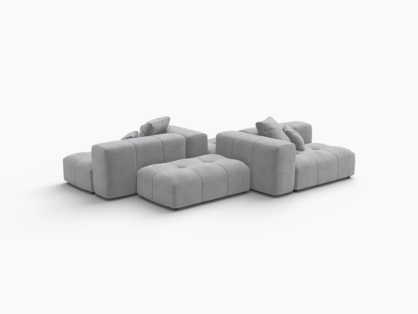 Matrix 2-Seater Light Grey Large Space Symmetrical Sectional | 4-Piece (Includes 2 Ottomans), Linen Fabric