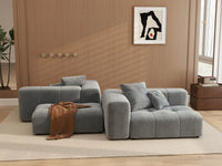Matrix 2-Seater Light Grey Large Space Symmetrical Sectional | 4-Piece (Includes 2 Ottomans), Linen Fabric