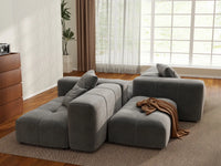 Matrix 2-Seater Light Grey Large Space Symmetrical Sectional | 4-Piece (Includes 2 Ottomans), Linen Fabric