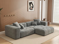 Seccional de chaise de 2 asientos para espacios pequeños Matrix gris claro | 3 piezas (incluye 1 otomana), tela de lino