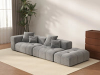 Matrix 2-Seater Light Grey Small Space Chaise Sectional | 3-Piece (Includes 1 Ottoman), Linen Fabric