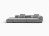 Matrix 2-Seater Light Grey Small Space Chaise Sectional | 3-Piece (Includes 1 Ottoman), Linen Fabric