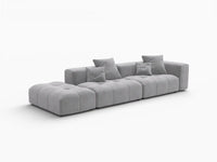 Matrix 2-Seater Light Grey Small Space Chaise Sectional | 3-Piece (Includes 1 Ottoman), Linen Fabric