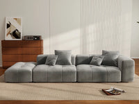 Matrix 2-Seater Light Grey Small Space Chaise Sectional | 3-Piece (Includes 1 Ottoman), Linen Fabric