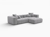 Seccional de chaise de 2 asientos para espacios pequeños Matrix gris claro | 3 piezas (incluye 1 otomana), tela de lino