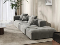 Matrix 2-Seater Light Grey Small Space Chaise Sectional | 3-Piece (Includes 1 Ottoman), Linen Fabric