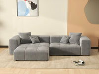 Seccional de chaise de 2 asientos para espacios pequeños Matrix gris claro | 3 piezas (incluye 1 otomana), tela de lino