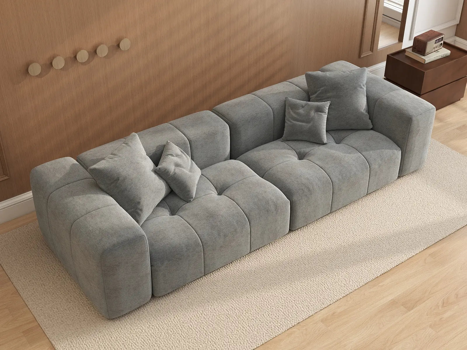 Matrix 2-Seater Light Grey Small Space Loveseat | 2-Piece, Linen Fabric