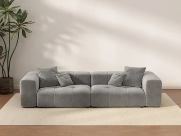 Matrix 2-Seater Light Grey Small Space Loveseat | 2-Piece, Linen Fabric