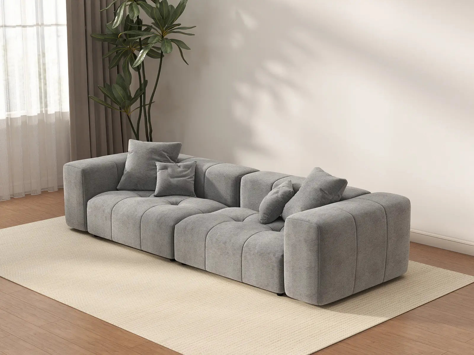 Matrix 2-Seater Light Grey Small Space Loveseat | 2-Piece, Linen Fabric