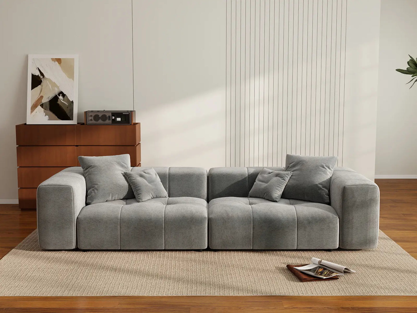 Matrix 2-Seater Light Grey Small Space Loveseat | 2-Piece, Linen Fabric