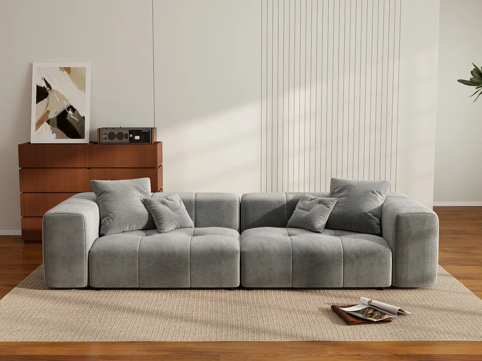 Matrix 2-Seater Light Grey Small Space Loveseat | 2-Piece, Linen Fabric