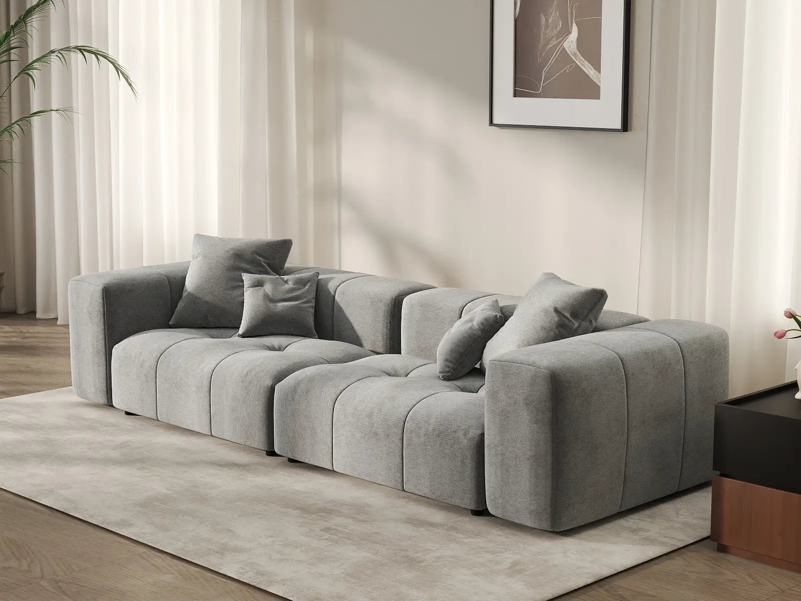 Matrix 2-Seater Light Grey Small Space Loveseat | 2-Piece, Linen Fabric