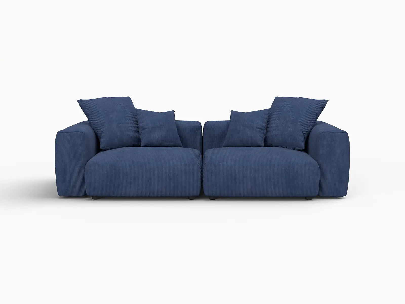 Sofá biplaza Matrix de pana azul | 2 piezas, asientos para espacios pequeños, fácil de limpiar, diseño elegante
