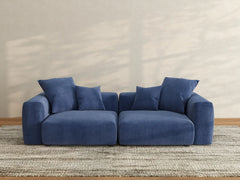 Matrix 2-Seater Loveseat in Blue Corduroy | 2-Piece, Small Space Seating, Easy To Clean, Stylish Design