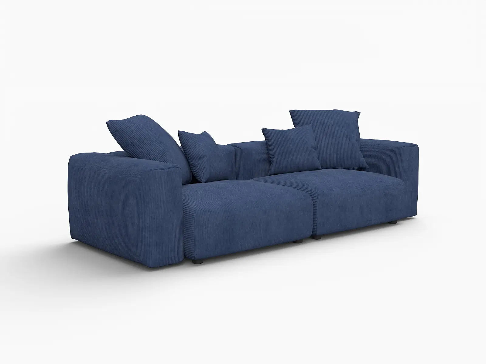 Sofá biplaza Matrix de pana azul | 2 piezas, asientos para espacios pequeños, fácil de limpiar, diseño elegante