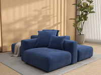 Matrix 2-Seater Symmetrical Sectional in Blue Corduroy | 4-Piece (Includes 2 Ottomans), Living Room Seating, Easy To Clean, Large Space