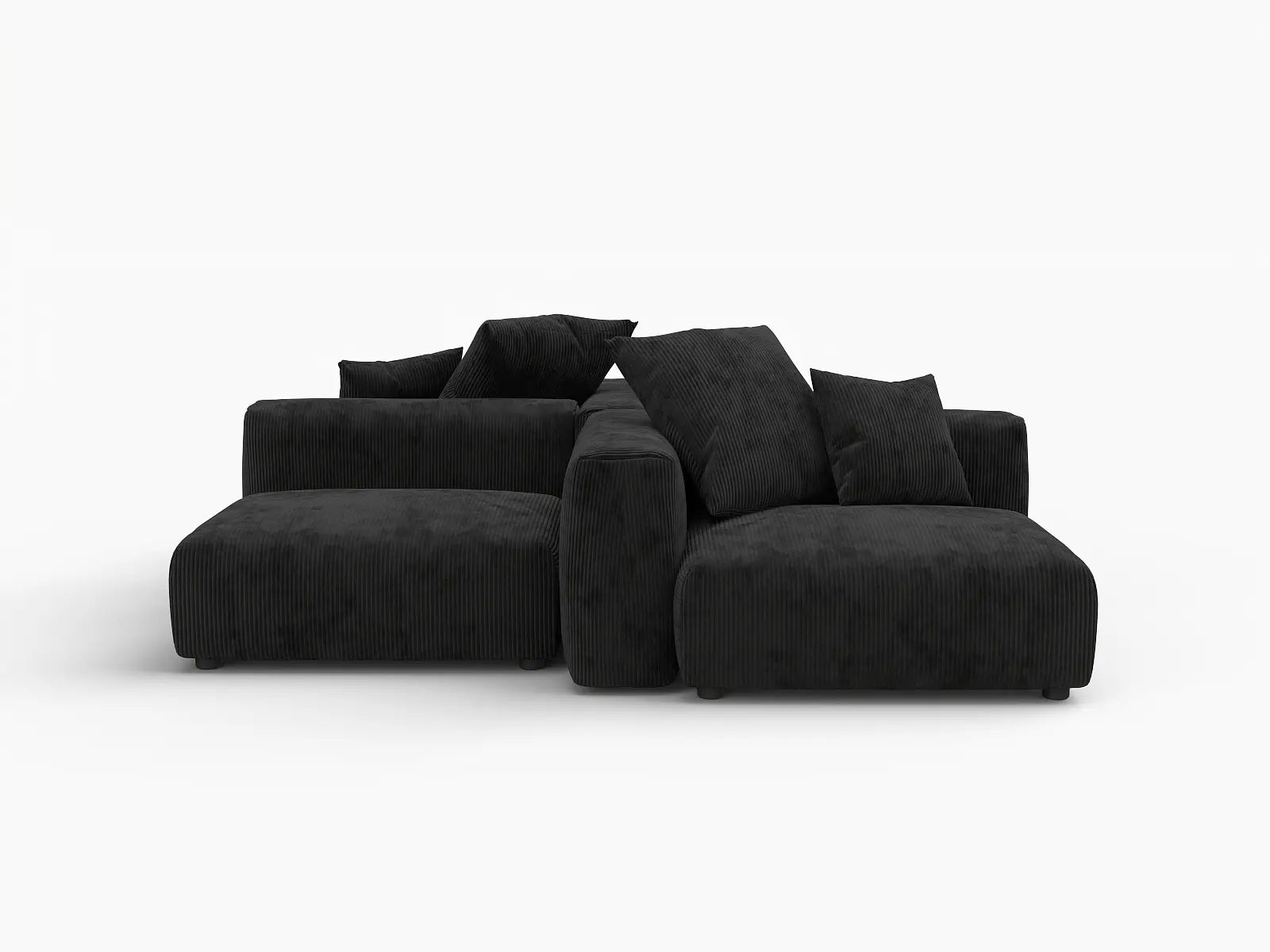 Matrix Modern Modular Sofa Covers | Black Corduroy Sofa Covers for 2-Seater with 2-Ottoman