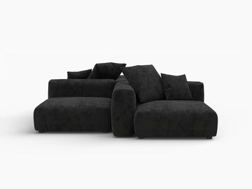 Matrix Modern Modular Sofa Covers | Black Corduroy Sofa Covers for 2-Seater with 2-Ottoman