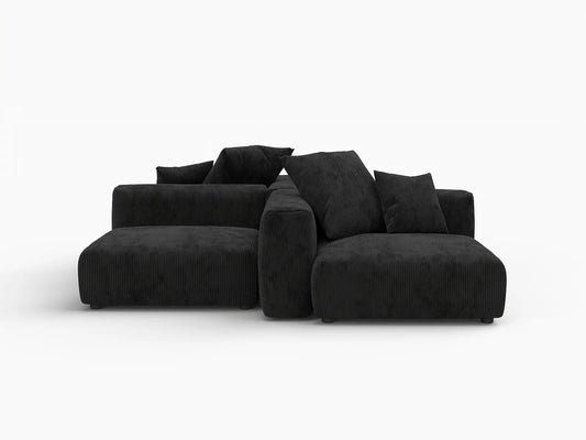 Matrix Modern Modular Sofa Covers | Black Corduroy Sofa Covers for 2-Seater with 2-Ottoman