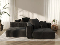 Matrix Modern Modular Sofa Covers | Black Corduroy Sofa Covers for 2-Seater with 2-Ottoman